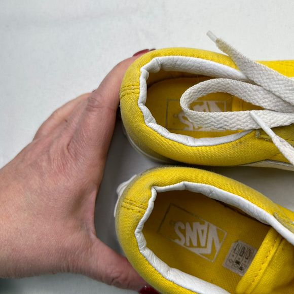 Vans Old Skool Rainbow Lace Cyber Yellow True White Kids Casual Shoes Size 1.5 - Picture 3 of 7